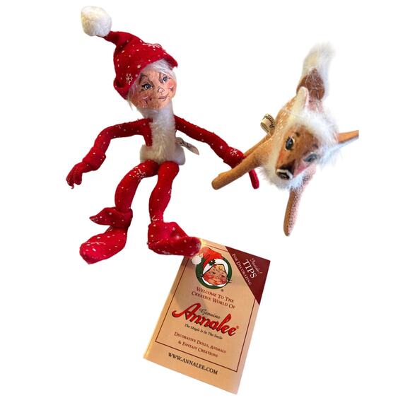 Vintage Genuine Annalee Decorative Elf Doll and Reindeer Poseable Bendable - Picture 1 of 8